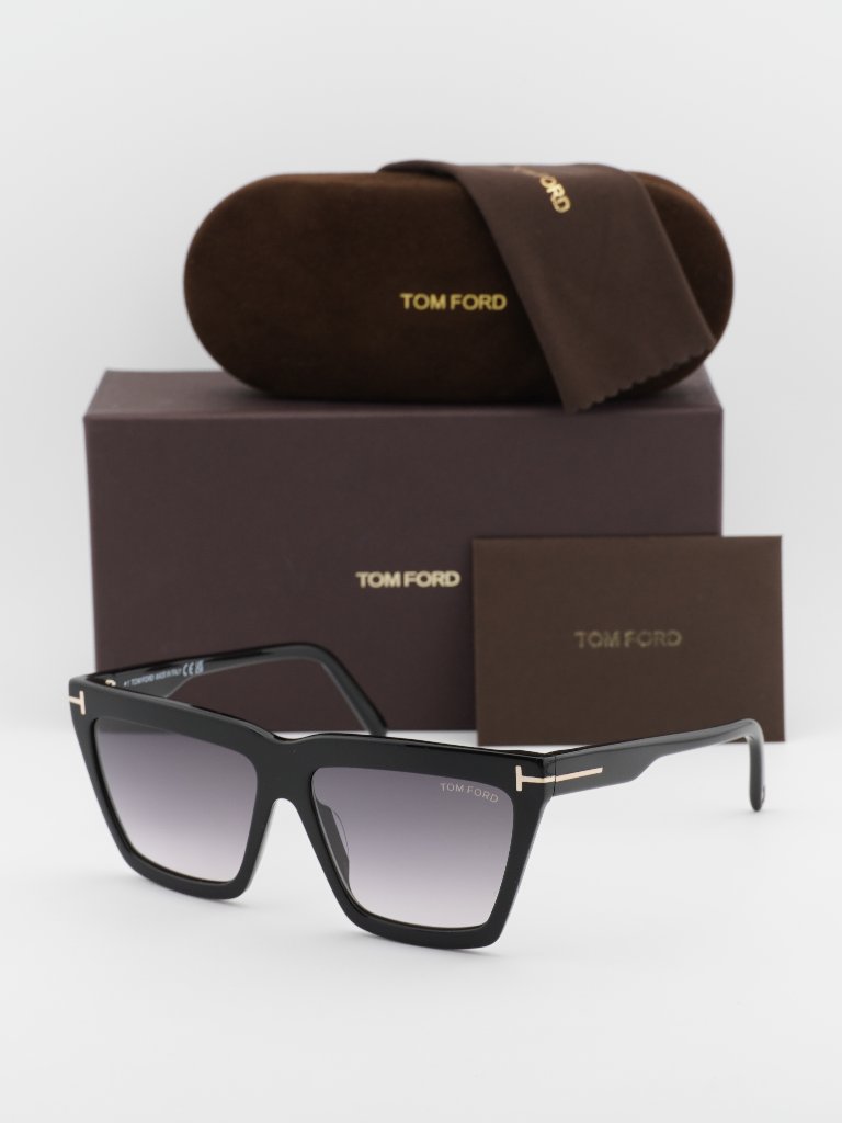 Tom Ford Ft1110 01b Eden Geometric Sunglasses - Shiny Black/Smoke Gradient